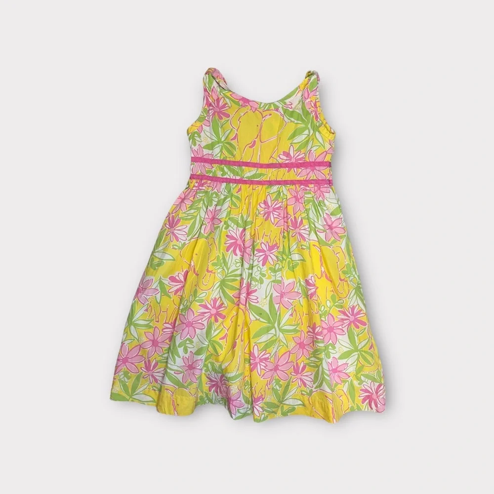 Lilly Pulitzer Sleeveless Yellow Floral Elephant Sleeveless Dress